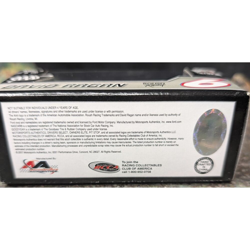 2007 David Ragan #6 AAA NASCAR Die-Cast – 1:64 RCCA Limited Edition - Picture 4 of 6
